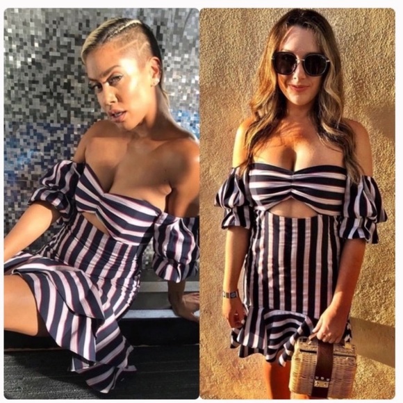 Wayf Korbin Striped Off The Shoulder Dress Size Small - Picture 4 of 13